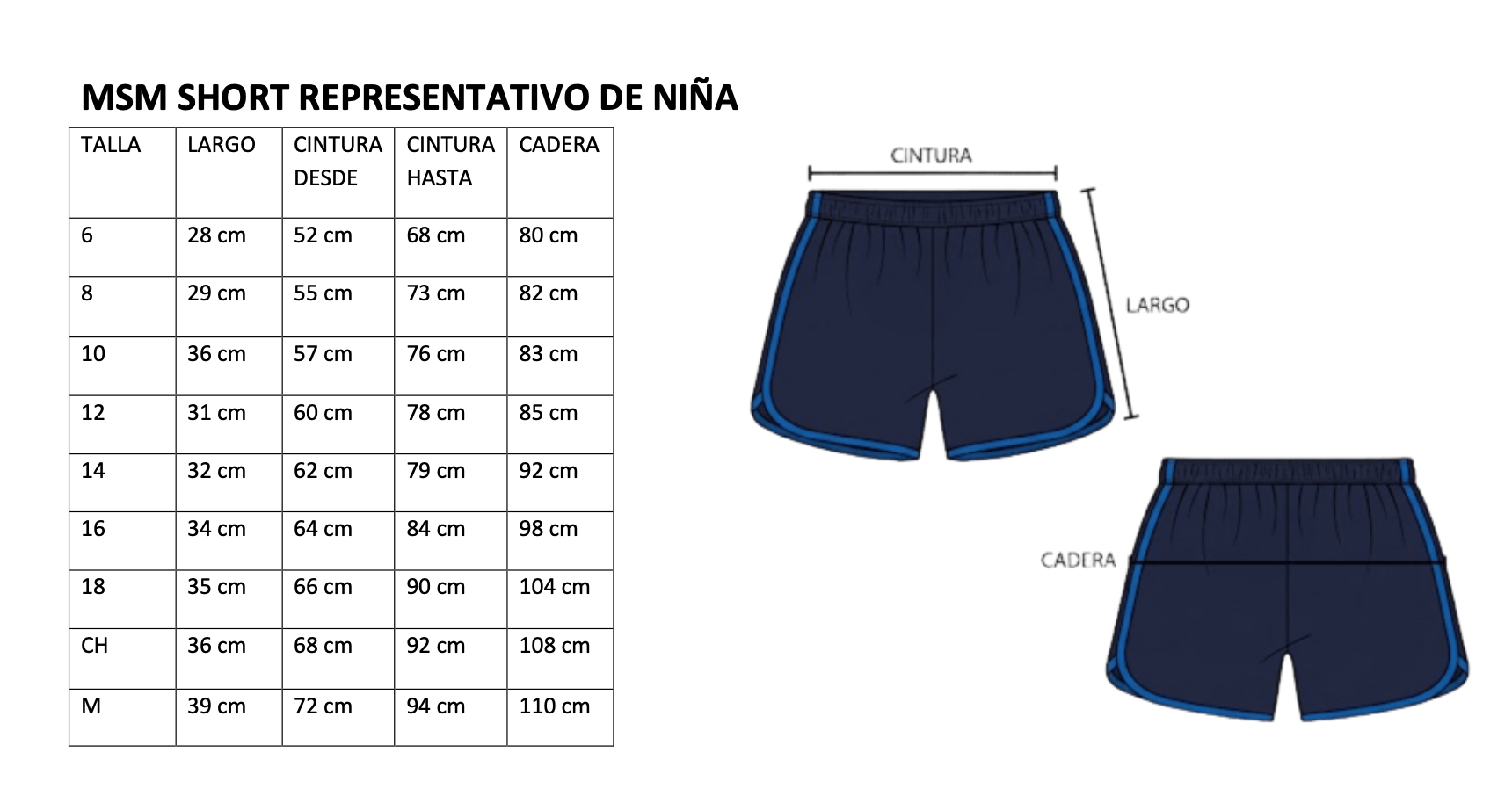 MSM SHORT NIÑA REPRESENTATIVO