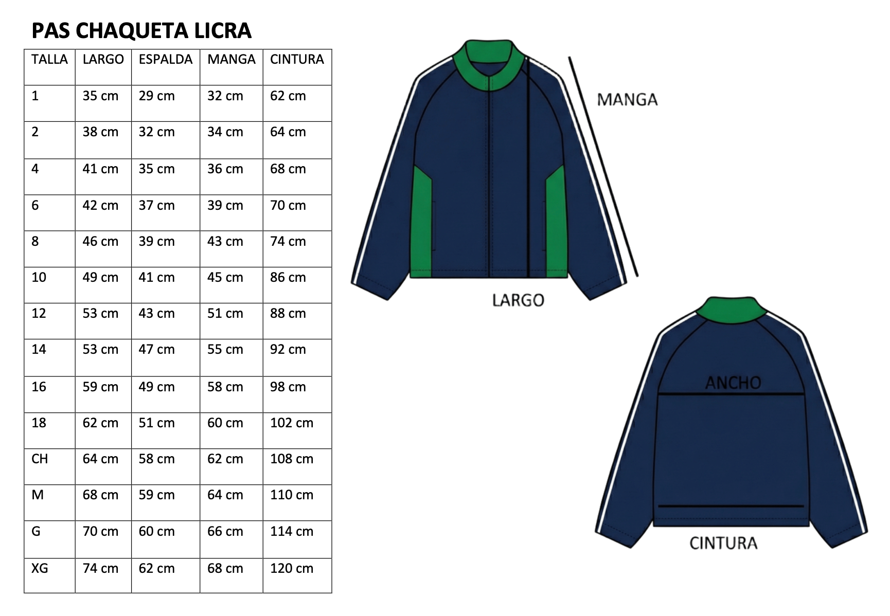 PAS CHAQUETA LICRA